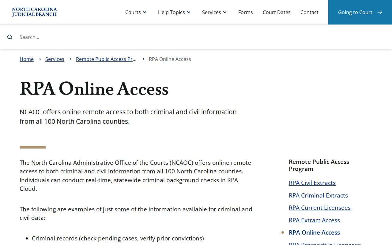 Granville County case search RPA online access information