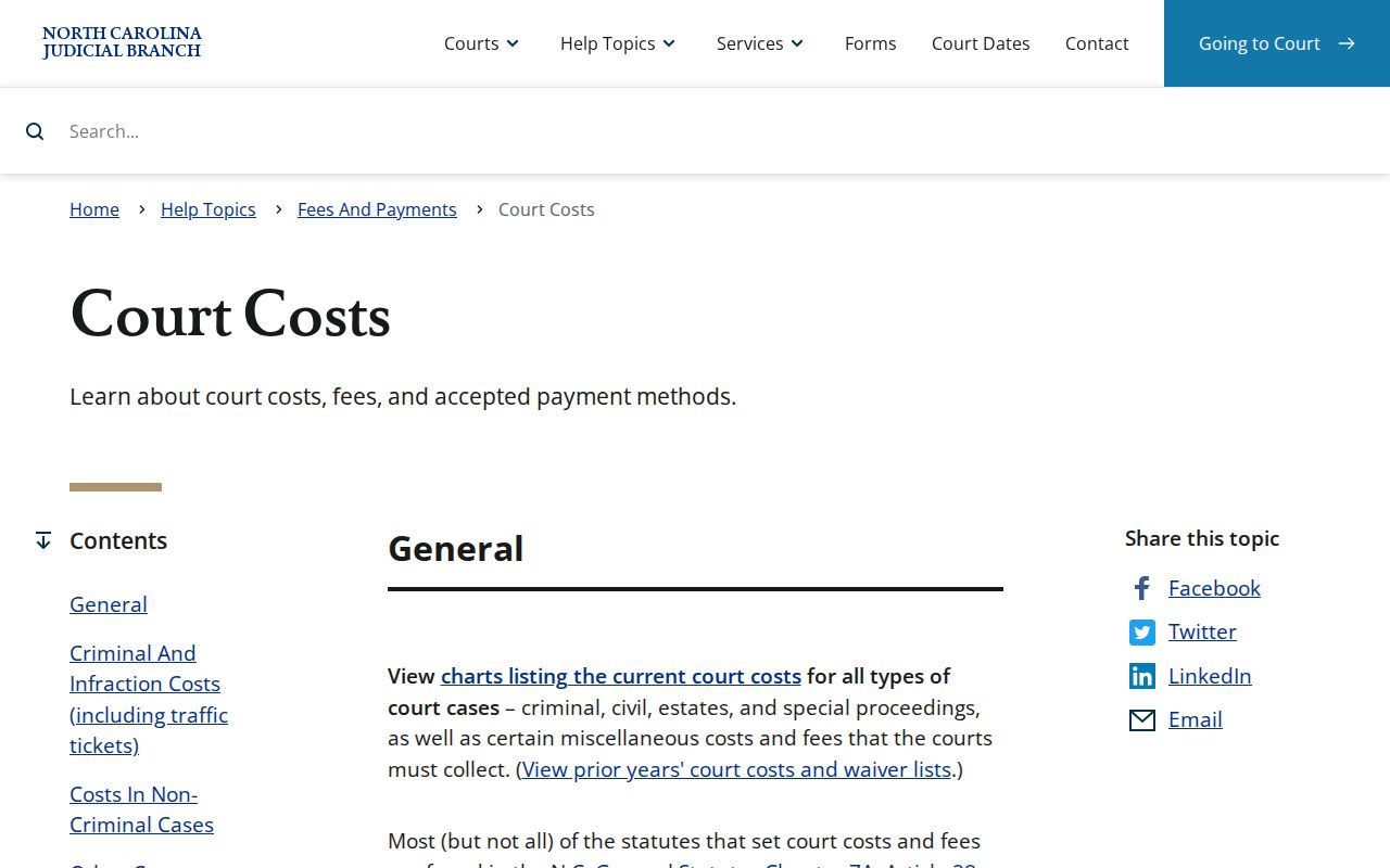 Granville County court records court costs information