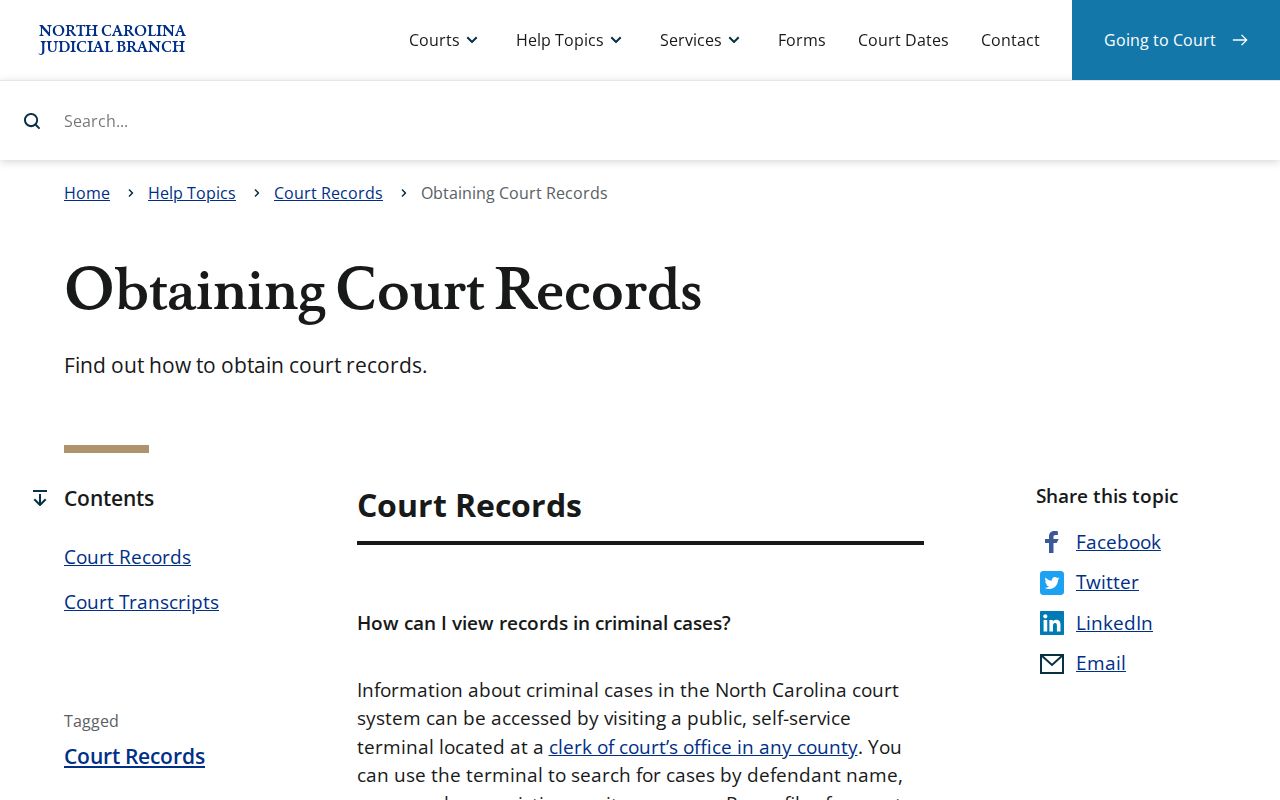 Granville County court records obtaining court records information