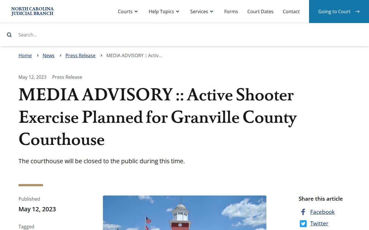 Granville County criminal court dockets courthouse operations notice