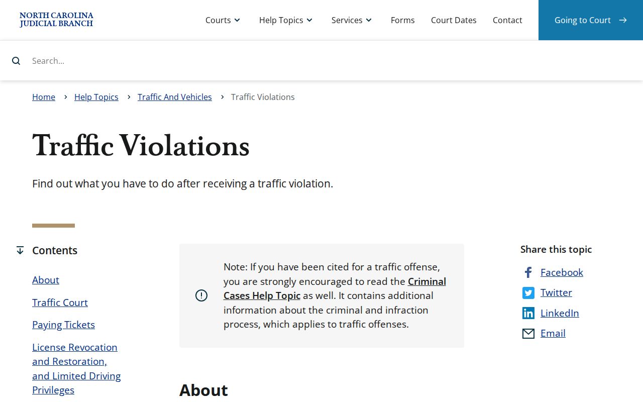 Granville County traffic court records traffic violation options